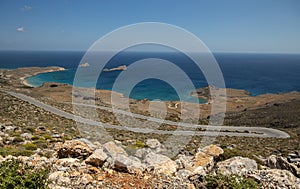 Top view of the screw descent to the sea coast of Crete, Greece