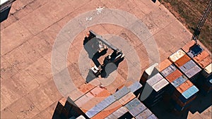 top view of a sea container port