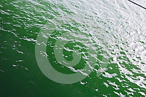 Top view of sea or ocean water, green sea water texture