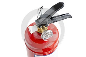 top view of a sealed household fire extinguisher cut out