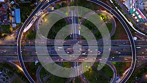 Top view of Semanggi road junction at night