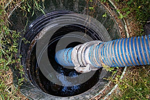 Top view into septic system