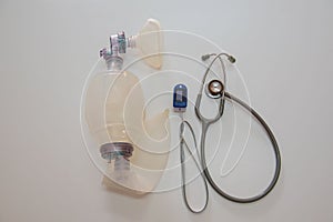 Top view set Medical equipment on a white background
