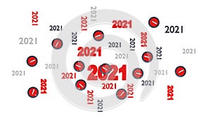 Top View of Several Curling 2021 Designs with Some Stones on White