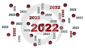 Top View of Several Curling stones 2022 Designs with Some Stones on White