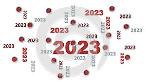 Top View of Several Curling stones 2023 Designs with Some Stones on White