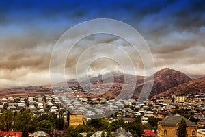 Top view of Shamakhi city.Background Nature Azerbaijan