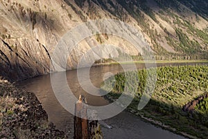 Top view of the sharp bend of the river.