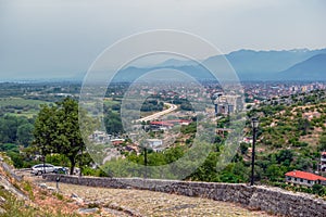 Top view of Shkoder from the old stone road to Rozafa Castle, Albania