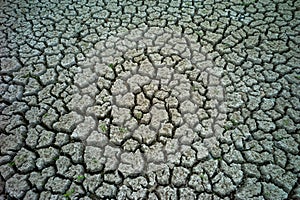 Top view shot of the soil drought cracked landscape