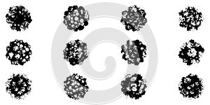 Top View Silhouette Tree Illustration Set. Landscape Architecture And Urban Design Element Collection. Isolated Vector