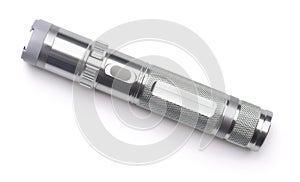 Top view of silver metal led flashlight