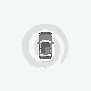 Top view simple car icon sticker isolated on gray background