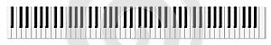 Top view of simplified flat monochrome piano keyboard