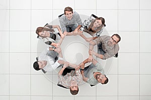 top view.single business team sitting at the round table