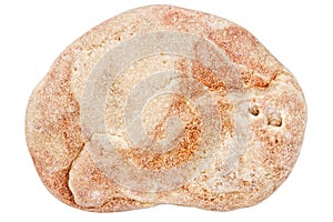 Top view of single red pebble