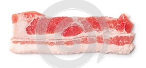 Top view of single silce fresh bacon