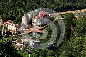 Top view of the ski resort Krasnaya Polyana, Rosa Khutor, Sochi, ski resort, cable car