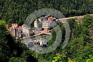 Top view of the ski resort Krasnaya Polyana, Rosa Khutor, Sochi, ski resort, cable car