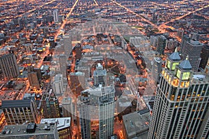 Top view skyline cityscape of Chicago