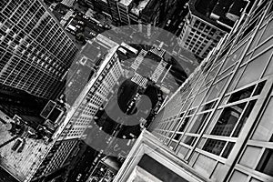 Top view from the skyscraper to city street in Manhattan Midtown in New York photo