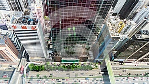 Top View of Skyscrapers in a Big City. Financial and business centers in Hong Kong.