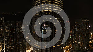 Top view of the skyscrapers in the big city at night. Stock. Great view of the city at night