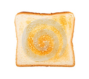 top view of slice of toasted bread isolated
