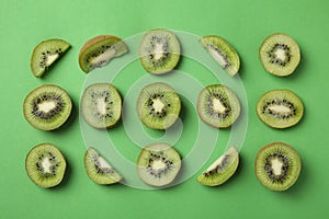 Top view of sliced fresh kiwis