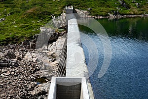 Top view of a small concrete dam