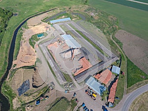 Top view of a small factory for firing bricks.