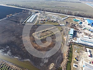 Top view of a small tank farm. Storage of fuel and lubricants.