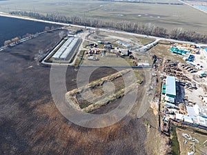 Top view of a small tank farm. Storage of fuel and lubricants.