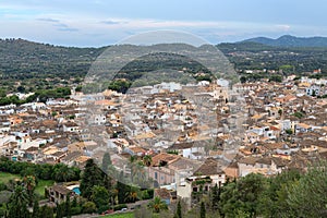 Top view of the small town on the island of Mallorca