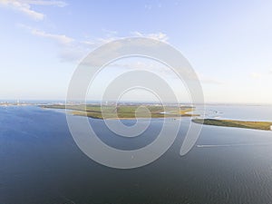 Top view south-east mouth of Galveston Bay, Texas, USA