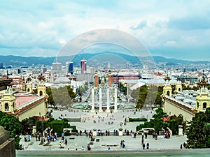 Top view of Spain Square in Barcelona