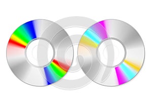 Top view spectrum color CD disk on white, vector