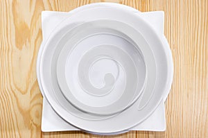 Top view of stack of dishes different shapes and sizes