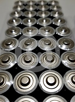 The top view of a stack of lithium batteries
