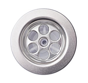 Top view of stainless steel sink drain