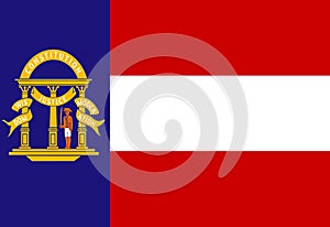 Top view of State of Georgia 1902 1906 , USA flag, no flagpole. Plane design layout. Flag background