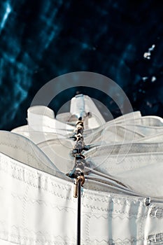 Top view staysail carbines on the bow