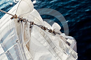 Top view staysail carbines on the bow