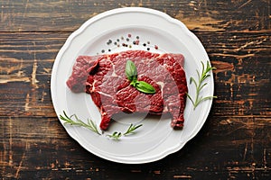 Top view of a steak in shape of a cow