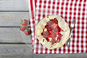 Top view of strawberry galette