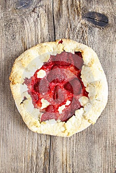 Top view of strawberry galette