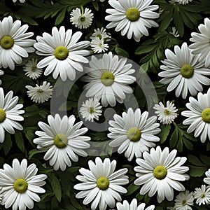 Top view of stunning white daisy flower blossoming in full bloom with delicate petals