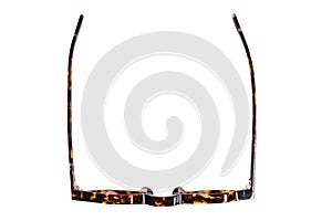 Top view stylish eyeglasses optical round on white background