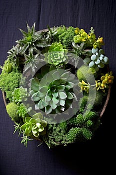 top view of a succulent garden arrangement