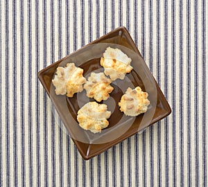 Top view of sugar free coconut macaroons in a dish